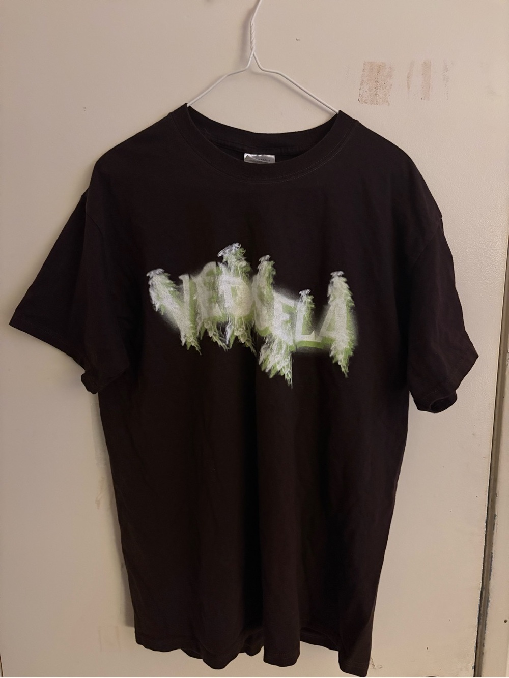 Black Graphic Tee with Green Logo
